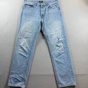 boohooMAN Jeans Mens 32x28‎ Light Blue Straight Leg Denim